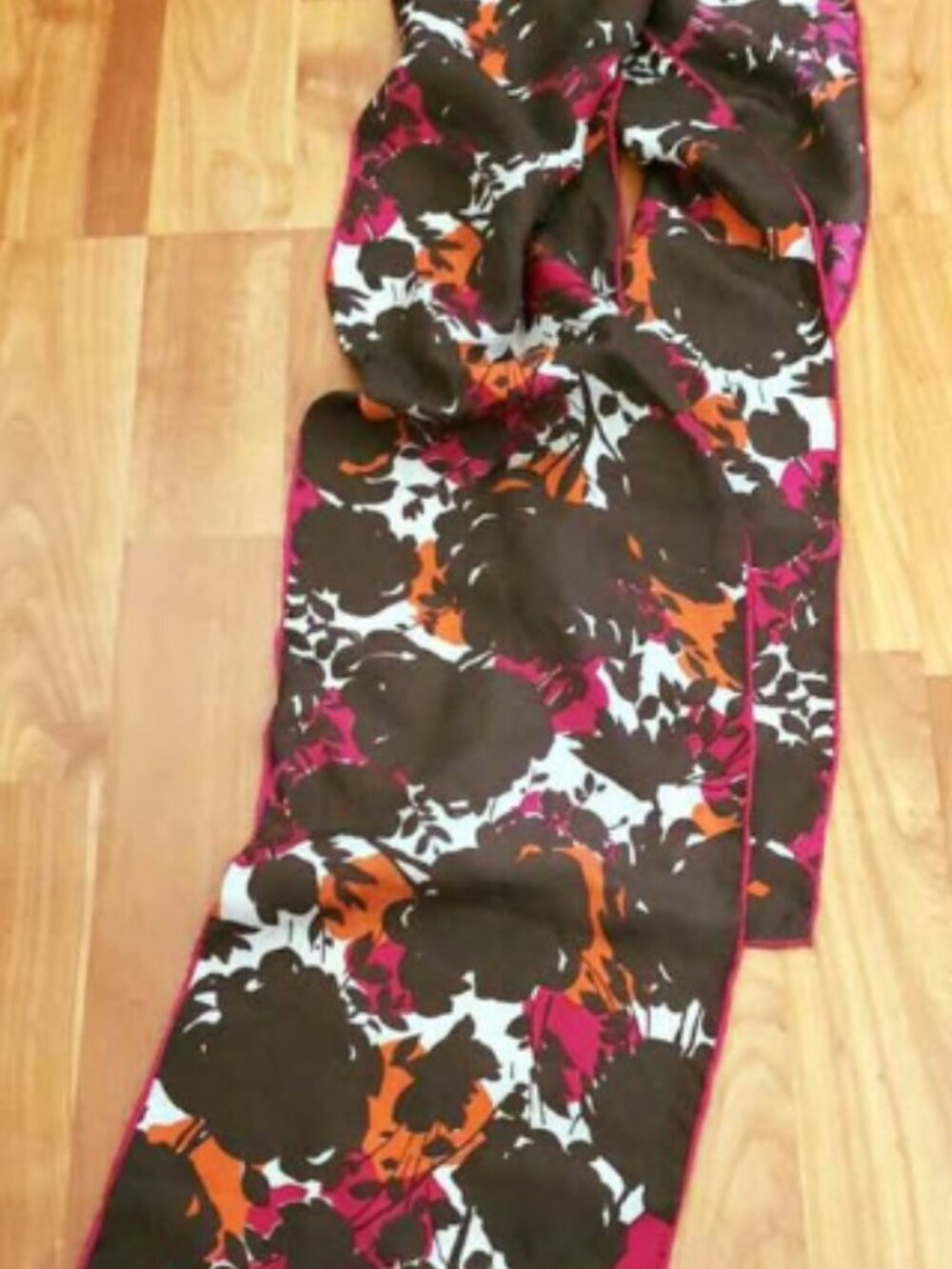 Talbots: Silk Scarf Pink Orange Floral
